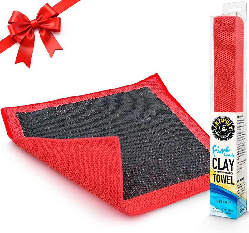 ARTIPOLY Clay Decontamination Towel - Professional Detail Products - Proven Cleaning & Release of Paint Contaminants; Increase Wax & Sealant Bond; Enhance Paint Gloss & Color; Fine Grade (12x12inches) - Image 1